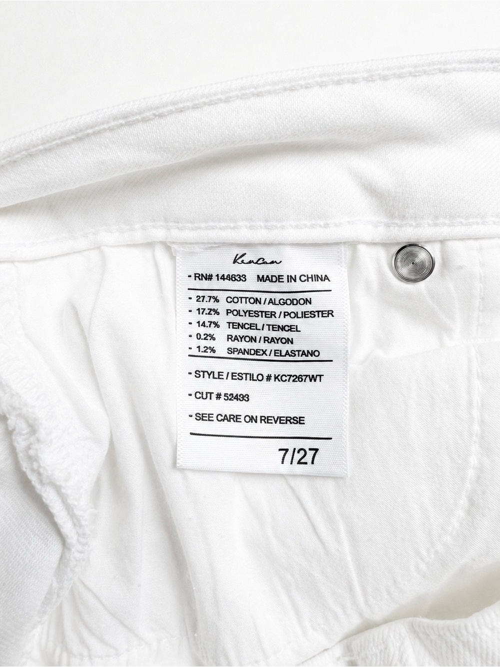 NWT Kancan High Rise Super Skinny White Jeans 27 | Frayed Hem: Coastal Chic - Picture 6 of 6